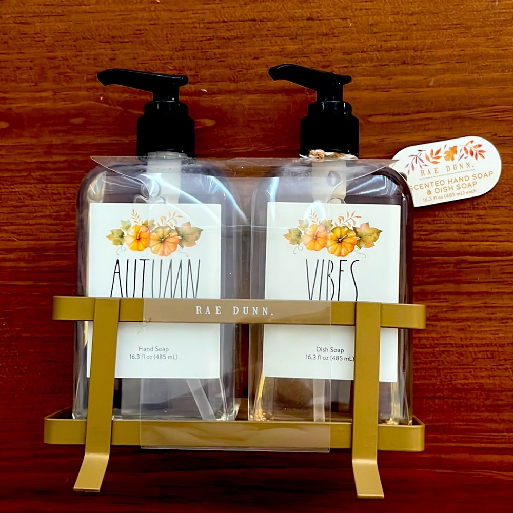 Rae Dunn Scented Hand Soap Lotion with Metal Display Pumpkin Spice Autumn Vibes